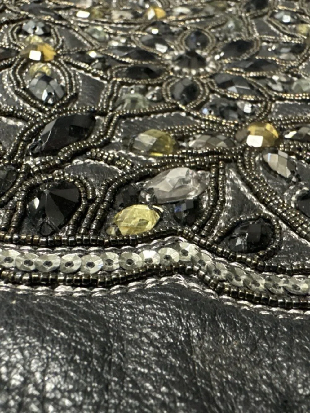 Brighton Anju Bag Masterpiece Collection Black Purse Hobo Leather Embellished